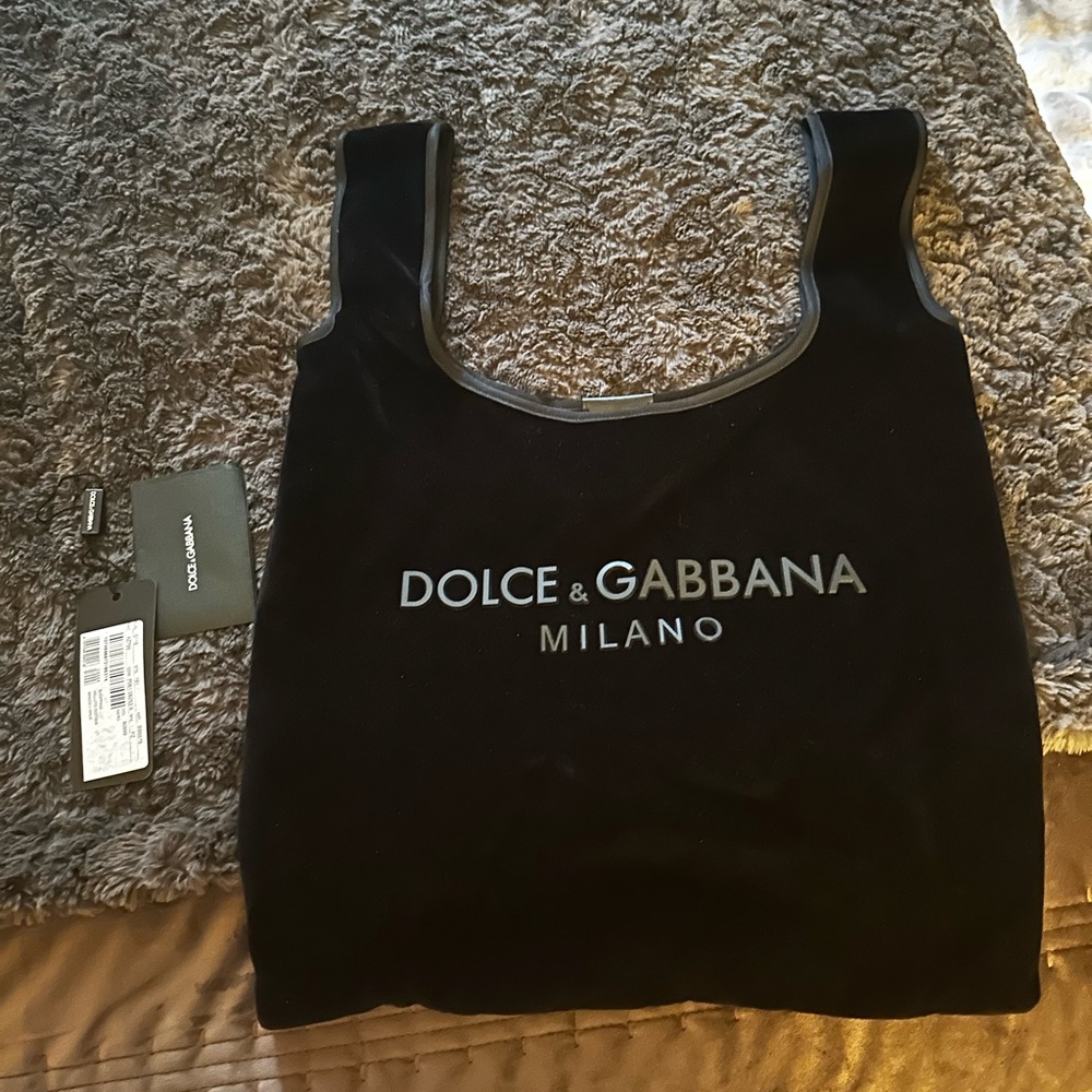 Dolce & Gabbana Black velvet market Tote Bag NEW